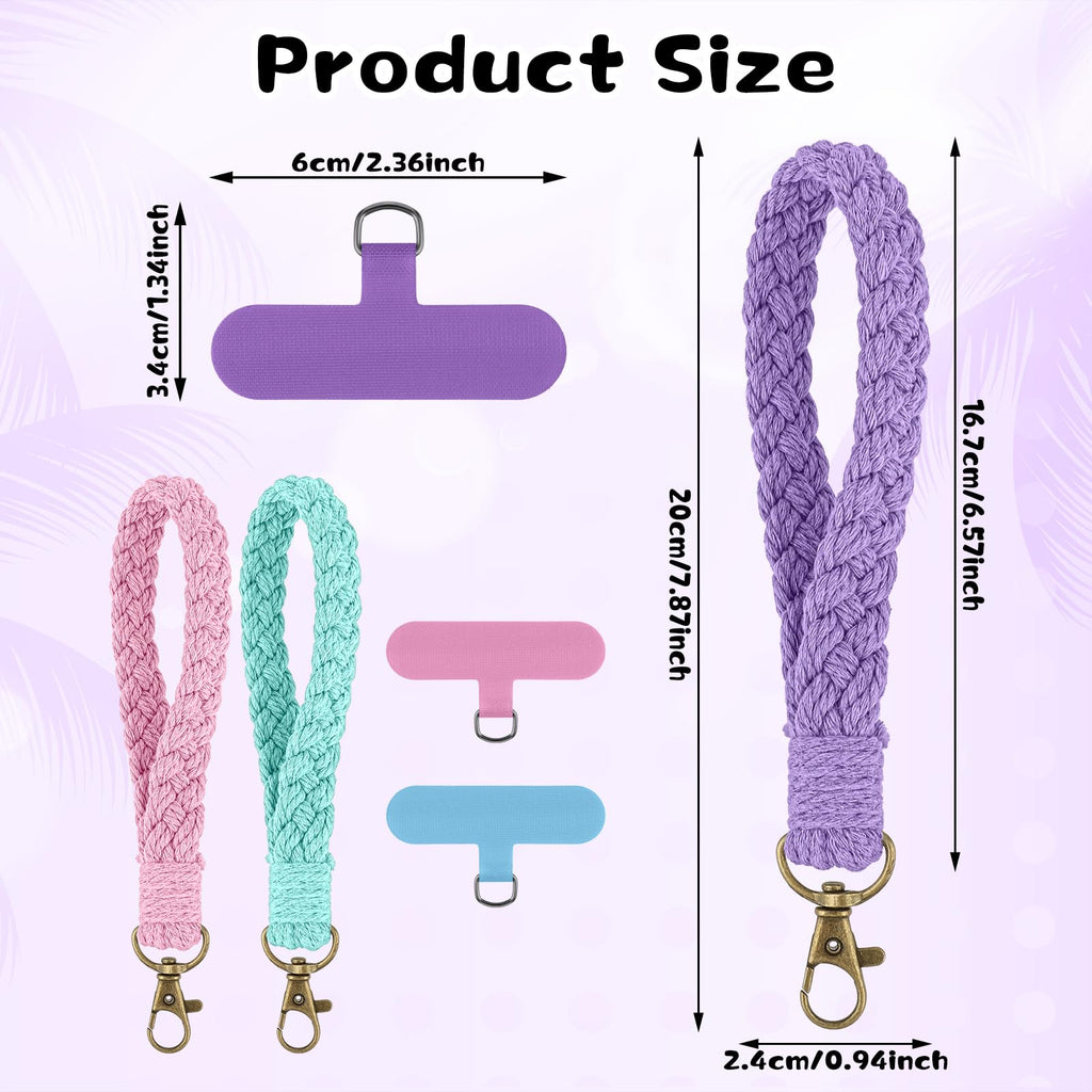Pack Phone Wrist Strap, Colorful Phone Lanyard Bracelet With Universal Patch, Wr