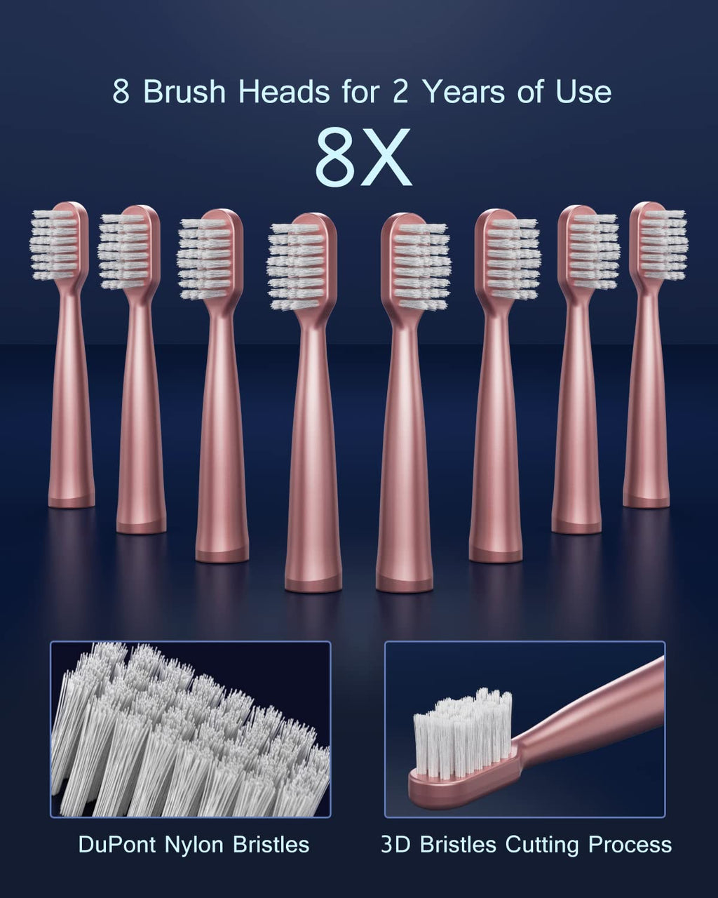 Electric Toothbrush For Adults, Usb Rechargeable Sonic Toothbrush With 8 Brush H