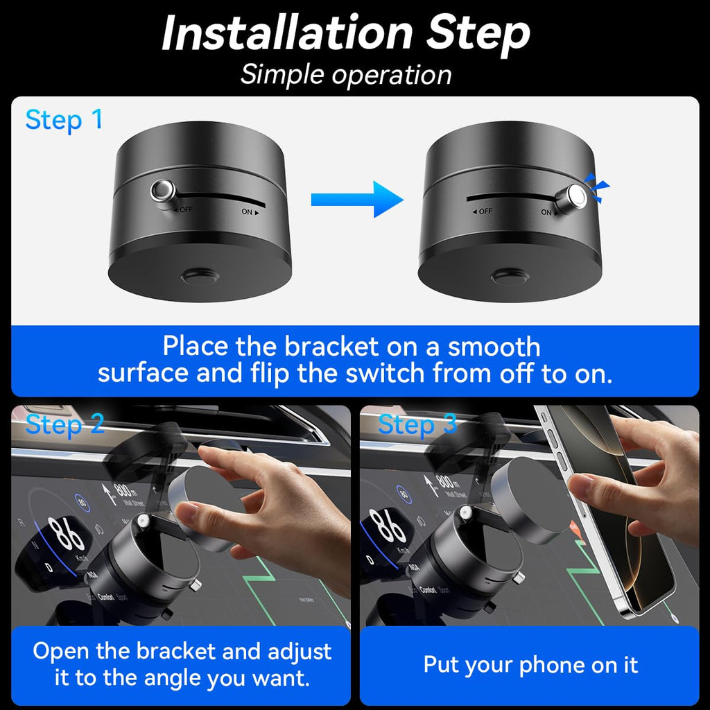 Vacuum Suction Magnetic Phone Holder, Retractable Strong