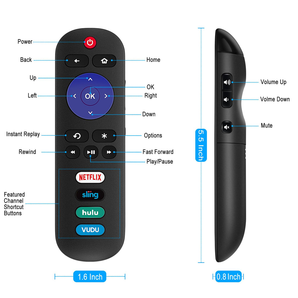2 Universal Replace Remote Applicable For Tcl Roku Tv/Hisense Tv/Onn Tv/Philips