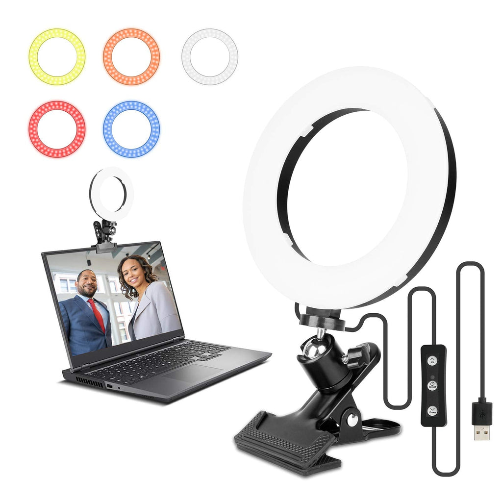Conference Lighting, Ring Light Clip On Computer Monitor Laptop Phone With 5 Col