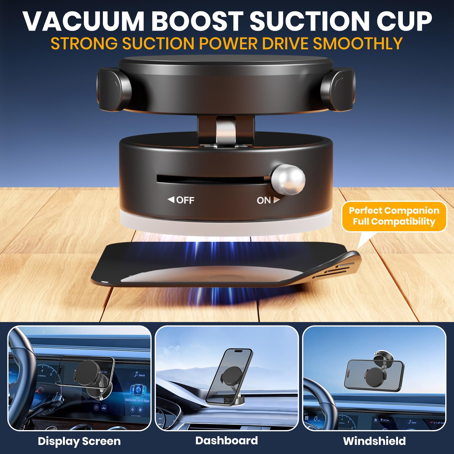Adjustable Vacuum Magnetic Phone Holder, Vacuum Suction