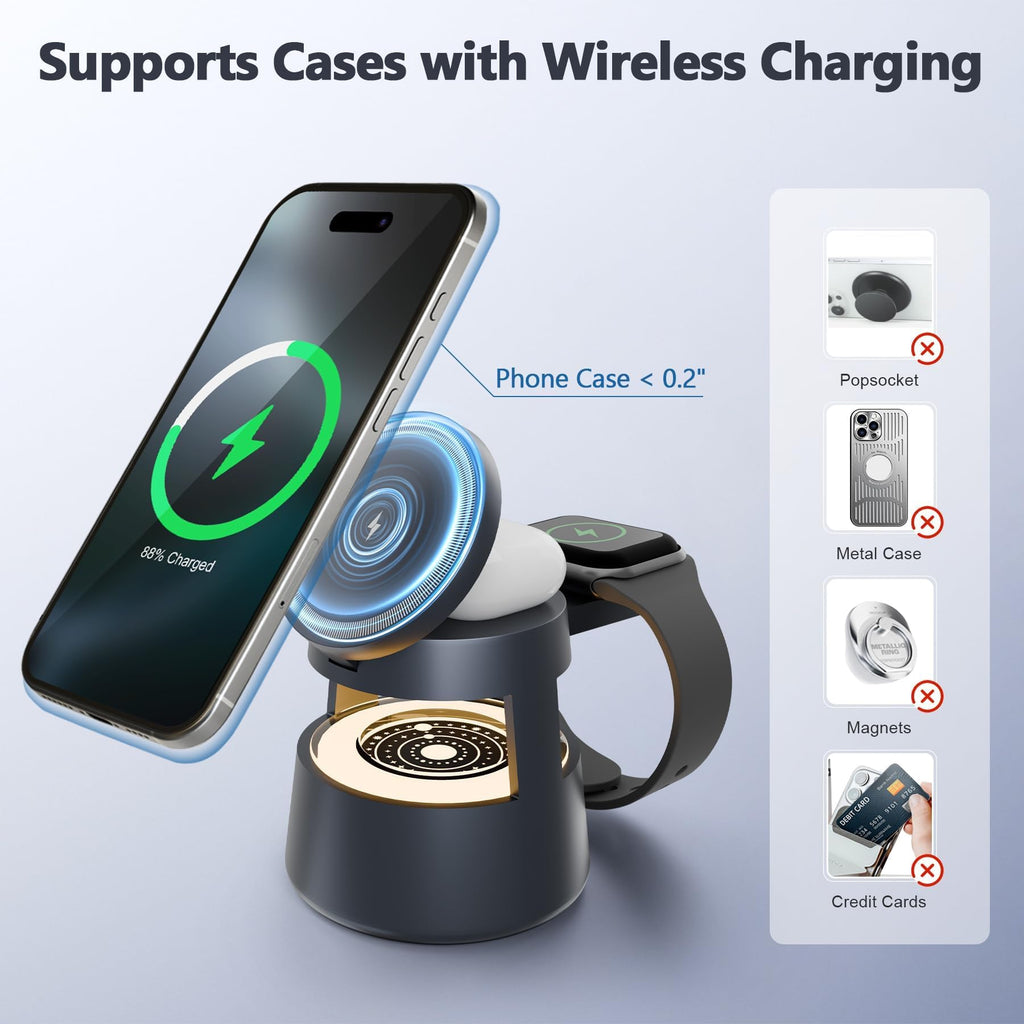 Wireless Charging Station: 15W Magnetic Fast Charger Stand For Iphone 17-12 Pro