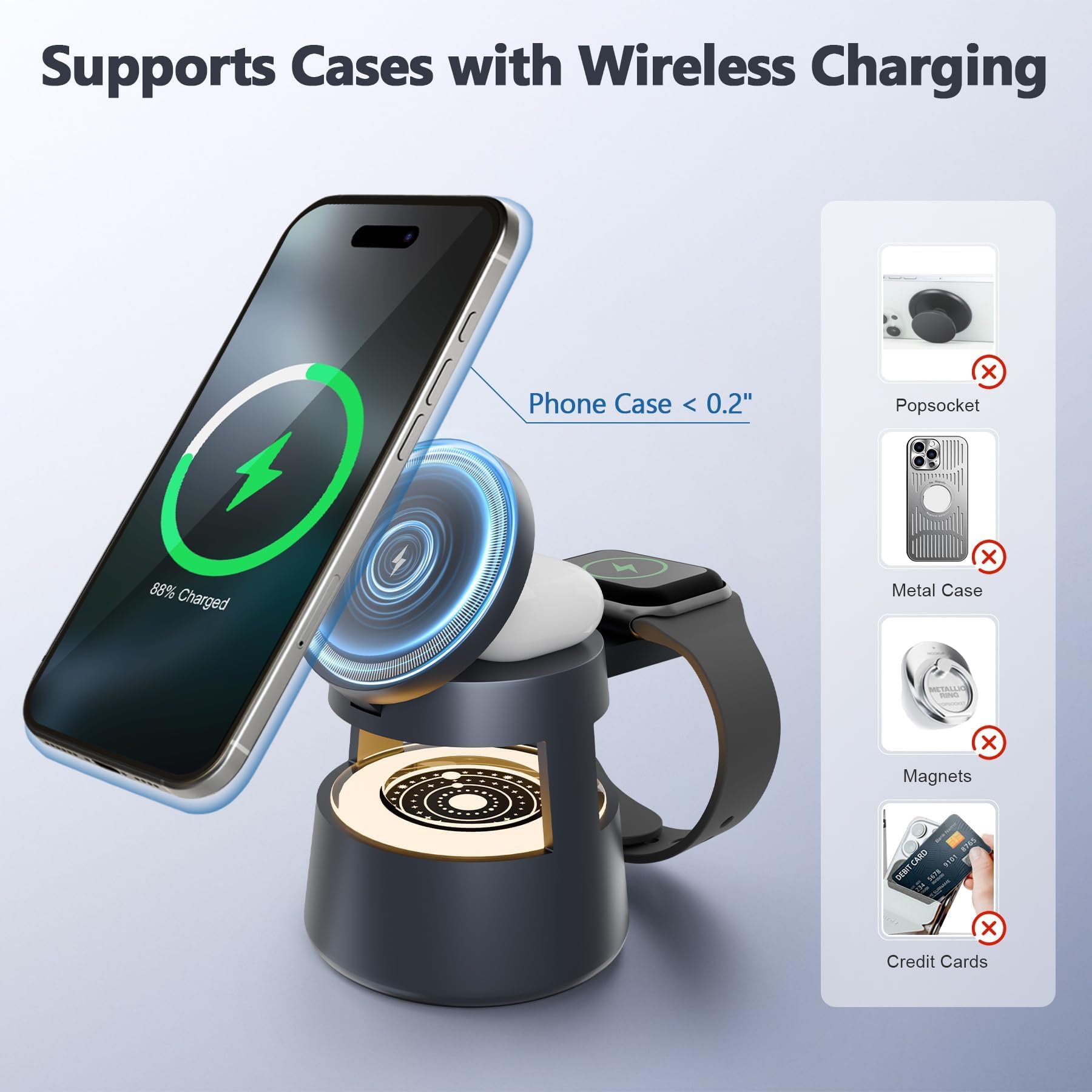 Wireless Charging Station: 15W Magnetic Fast Charger Stand For Iphone 17-12 Pro