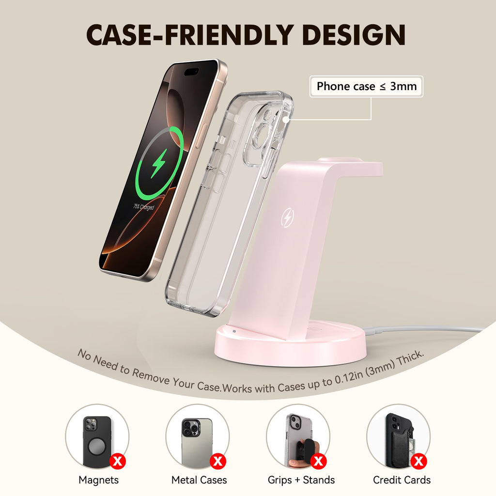 For Iphone Charger Stand: 3 In 1 Wireless Charger For Apple Iphone 17 16E 16 15