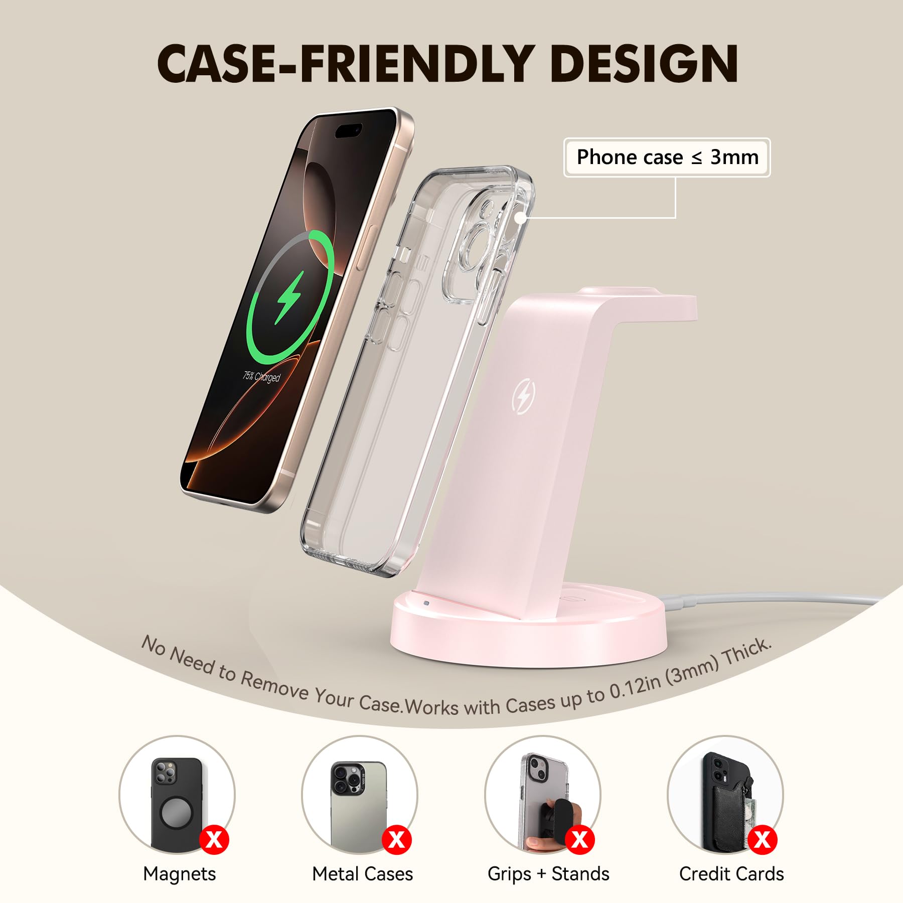 For Iphone Charger Stand: 3 In 1 Wireless Charger For Apple Iphone 17 16E 16 15