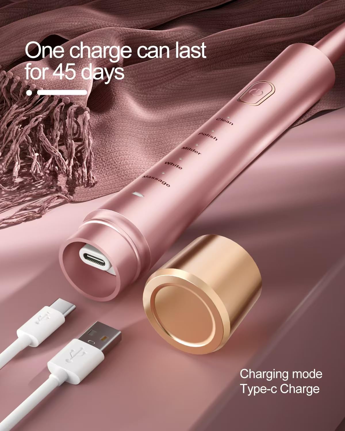 Electric Toothbrush For Adults, Usb Rechargeable Sonic Toothbrush With 8 Brush H