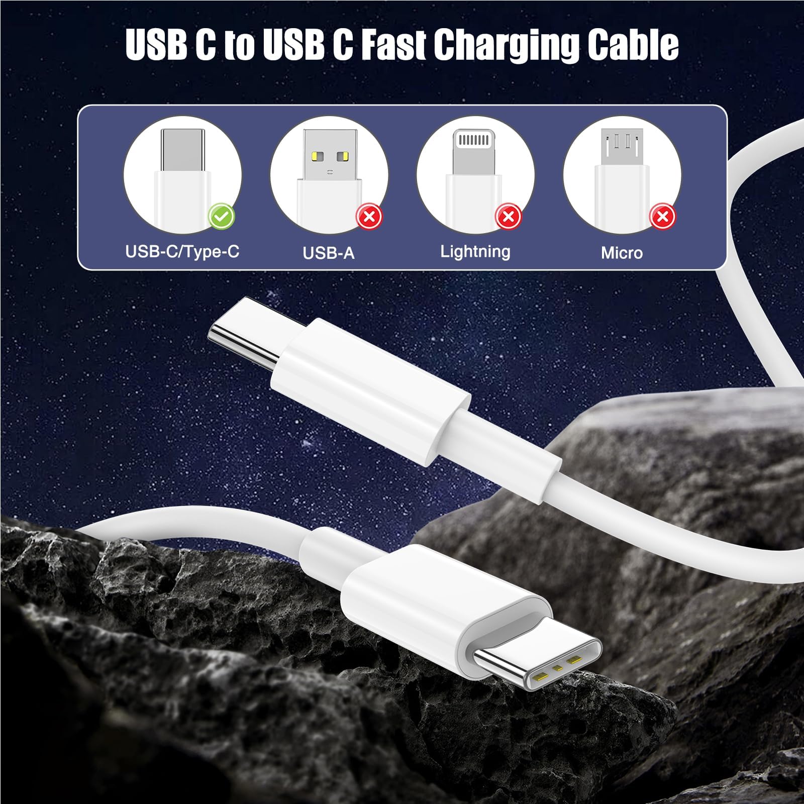 [3.3Ft+6.6Ft+10Ft] 60W Usb C To Usb C Cable, Type C To Type C Cable,Fast Chargin