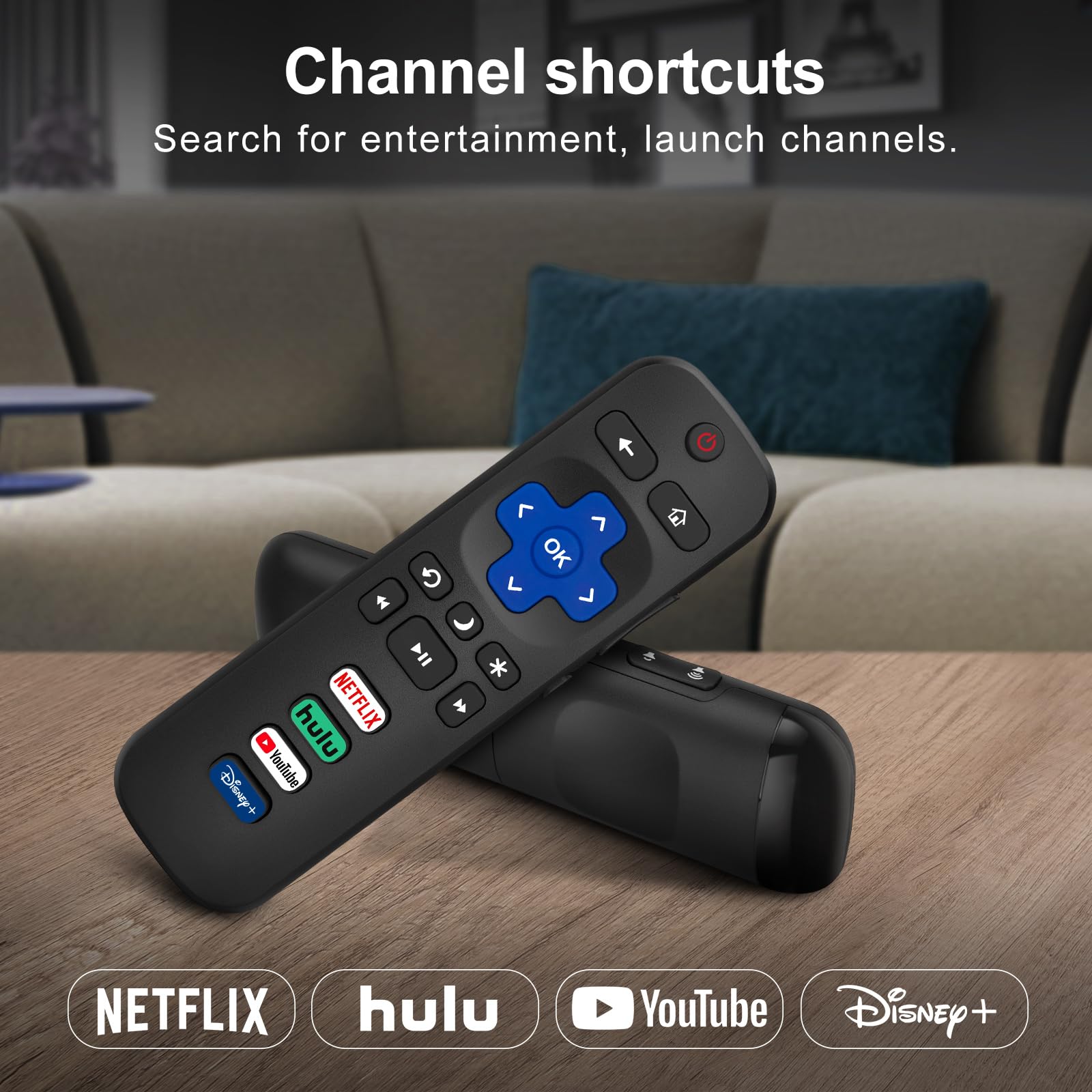2) Replacement Remote Control Only For Roku Tv, Compatible For Tcl Roku/Hisense