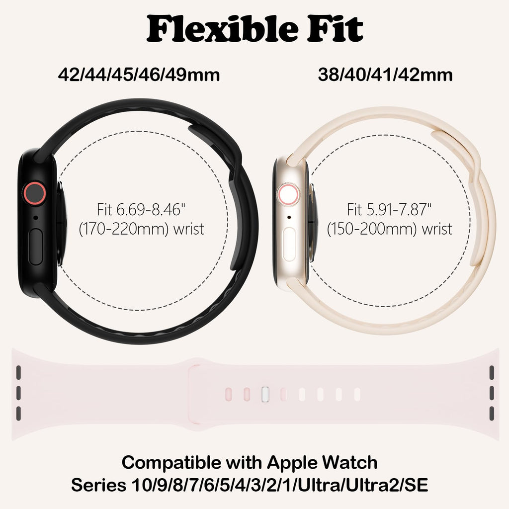 Apple Watch Bands 38Mm 40Mm 41Mm 42Mm 44Mm 45Mm 46Mm 49Mm Women Men, Soft Silico