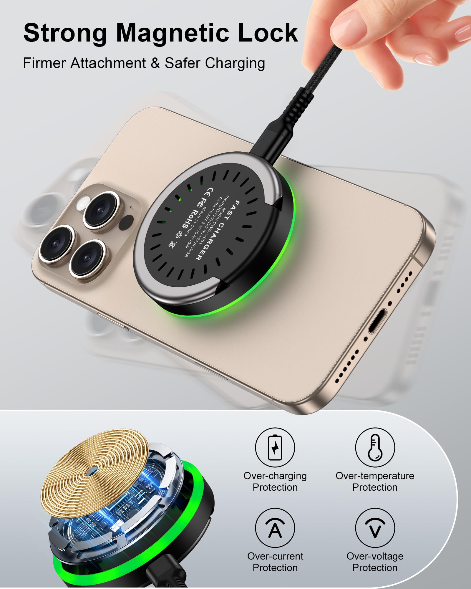 Charger Pad With Kickstand For Iphone 17E/17/Air/17 Pro Max/16/15/14/13/12 Serie