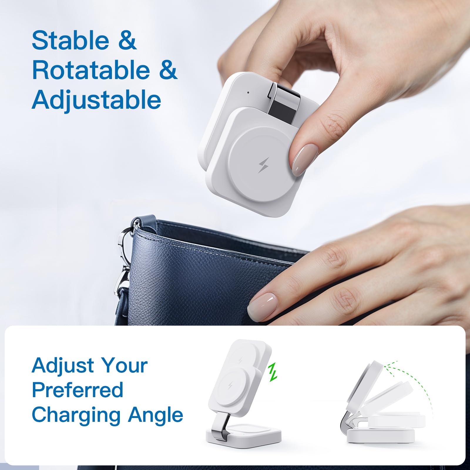 Traveling Wireless Mag-Safe Fast Charging Station,Magnetic 3 In 1 Charger With I