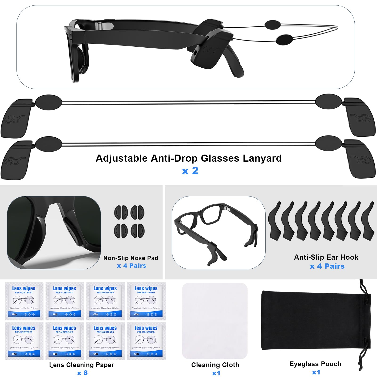 Accessories Kit For Ray-Ban Oakley/Meta Wayfarer/Headlin