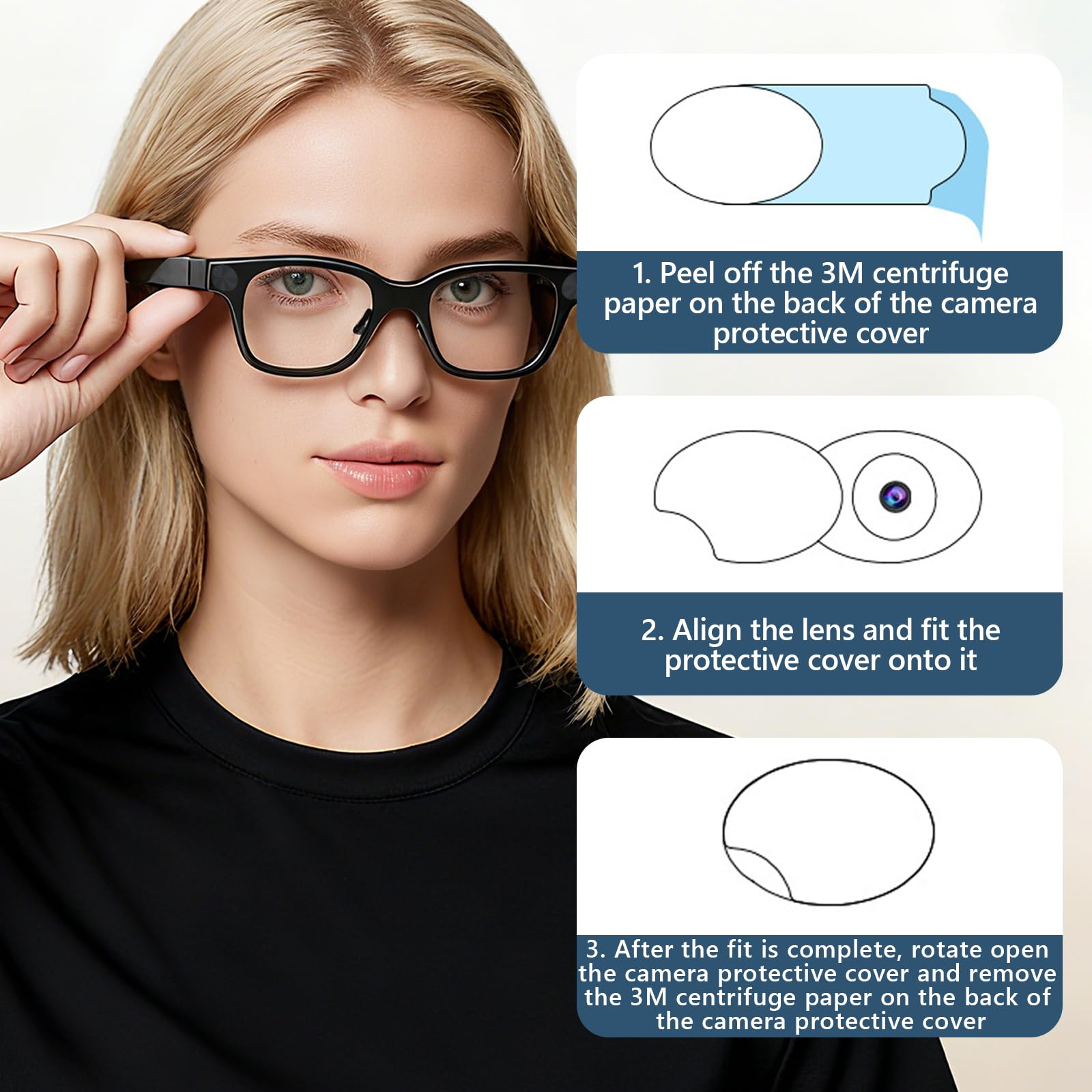 Camera Cover Smart Glasses, Rotating Camera Lens Shu