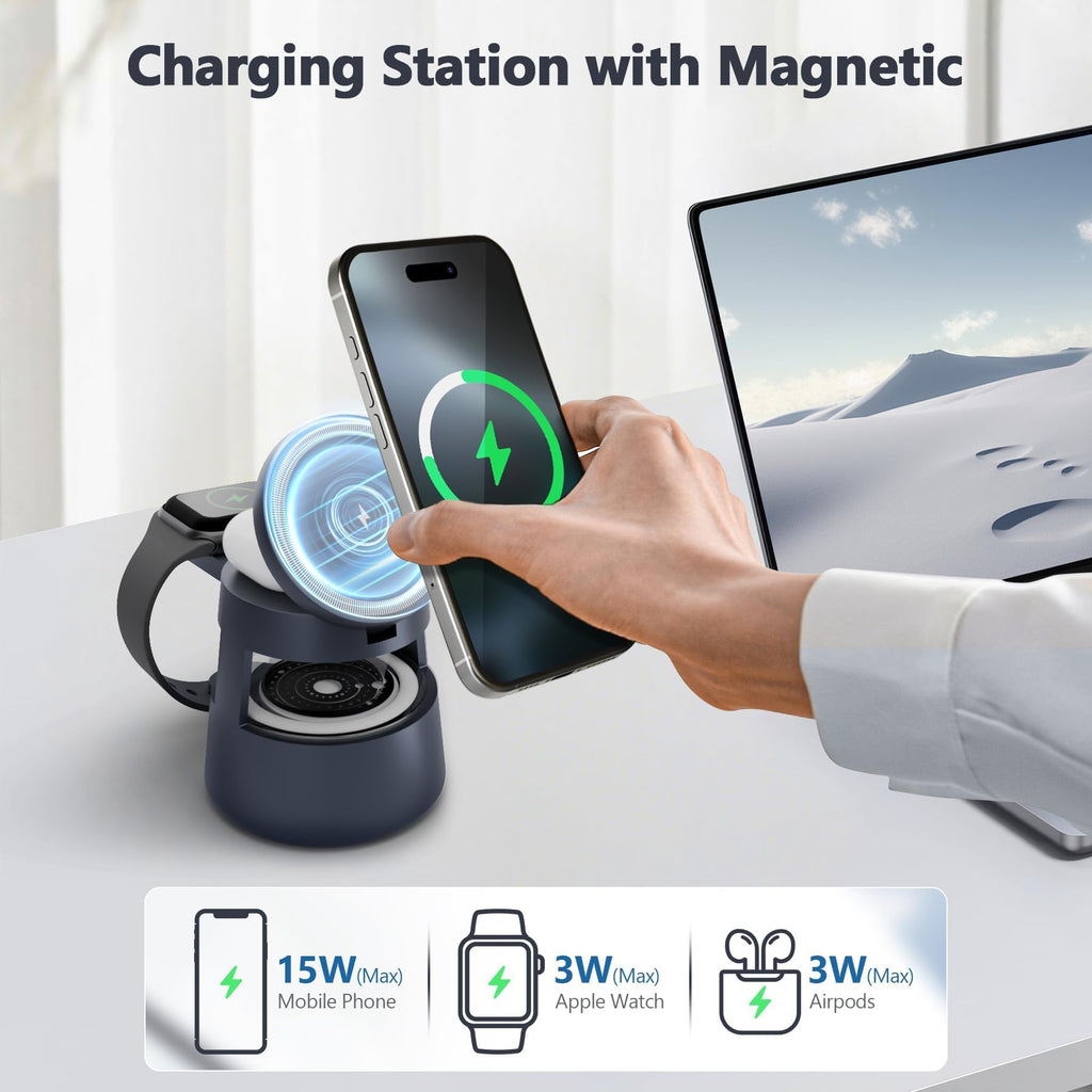 Wireless Charging Station: 15W Magnetic Fast Charger Stand For Iphone 17-12 Pro