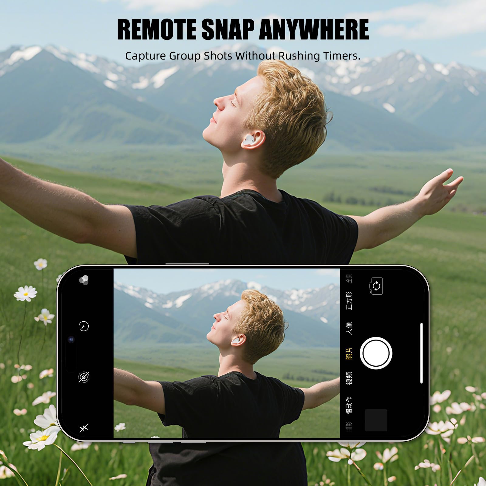 Ring For Tiktok With Earbuds, Fingertip Remote Con