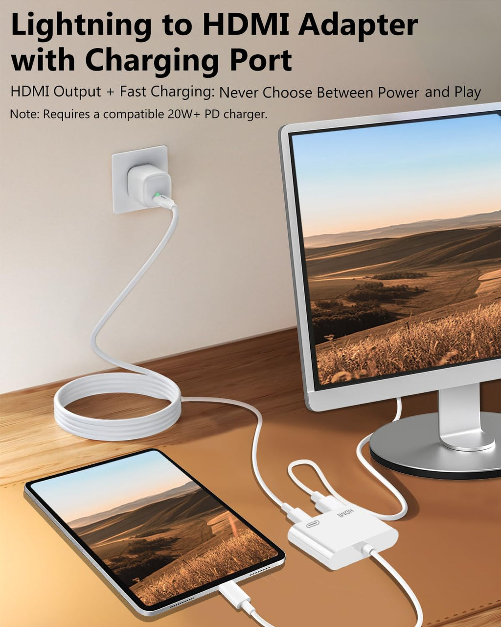 Hdmi Adapter For Iphone, [Apple Mfi Certified] Digital Av Dongle,1080P Sync Scre