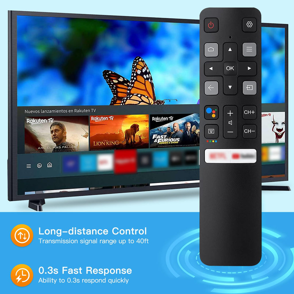 Remote Rc802V For Tcl Android Tv 4K Smart Tv Remote Control No Setup Required, 4