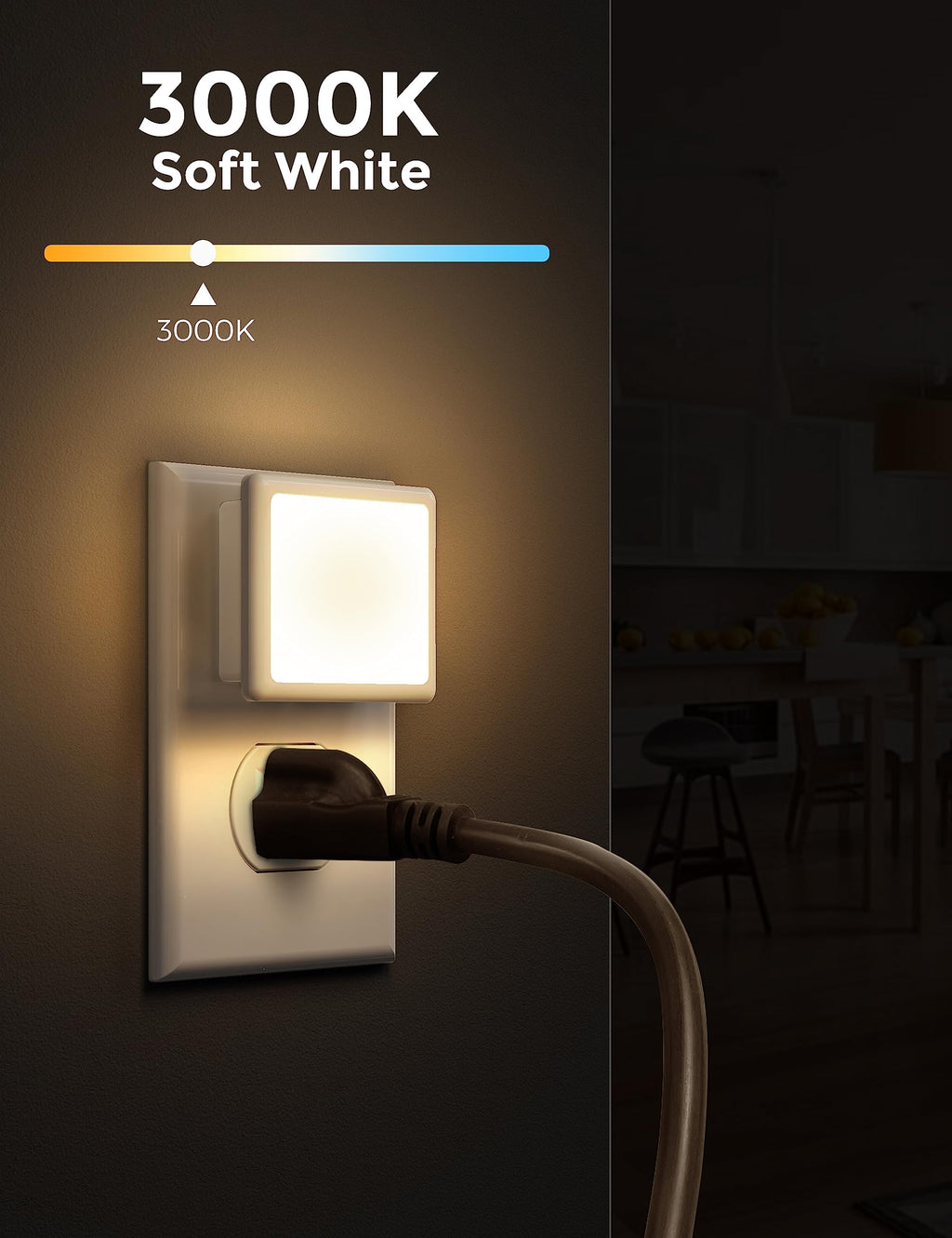 Led Night Lights Plug Into Wall 2-Pack, 0.3W Plug In Night Light, Dusk To Dawn,