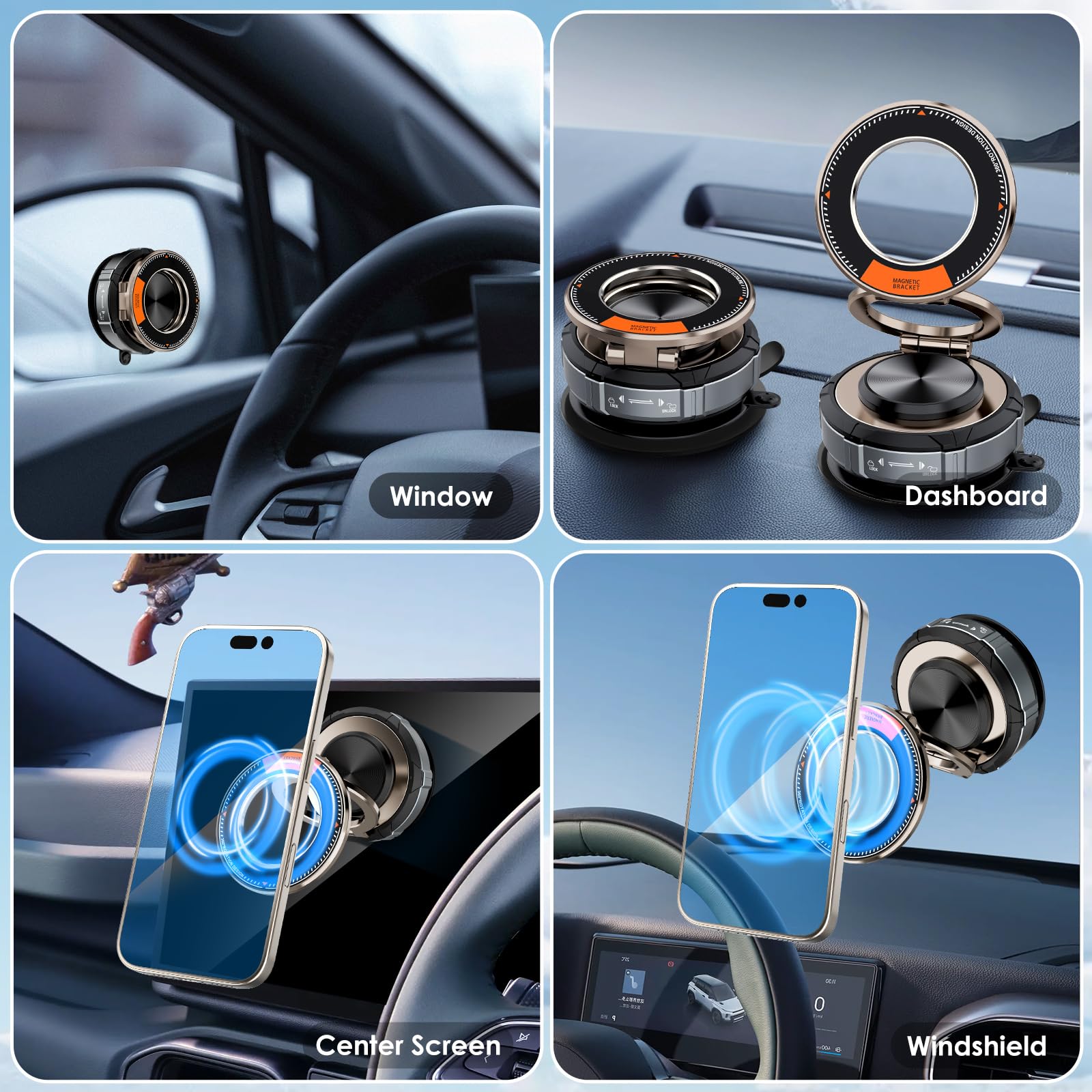 Phone Holder Mag-Safe [108+Lbs Suction & 3200Gf M