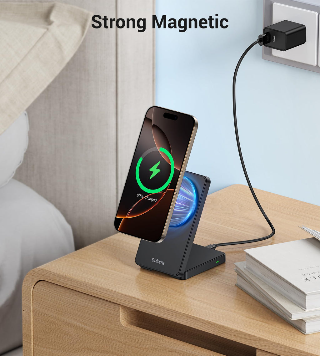 Charging Stand, Magnetic 15W Fast Charging Station Mag-Safe Travel Lightweight C
