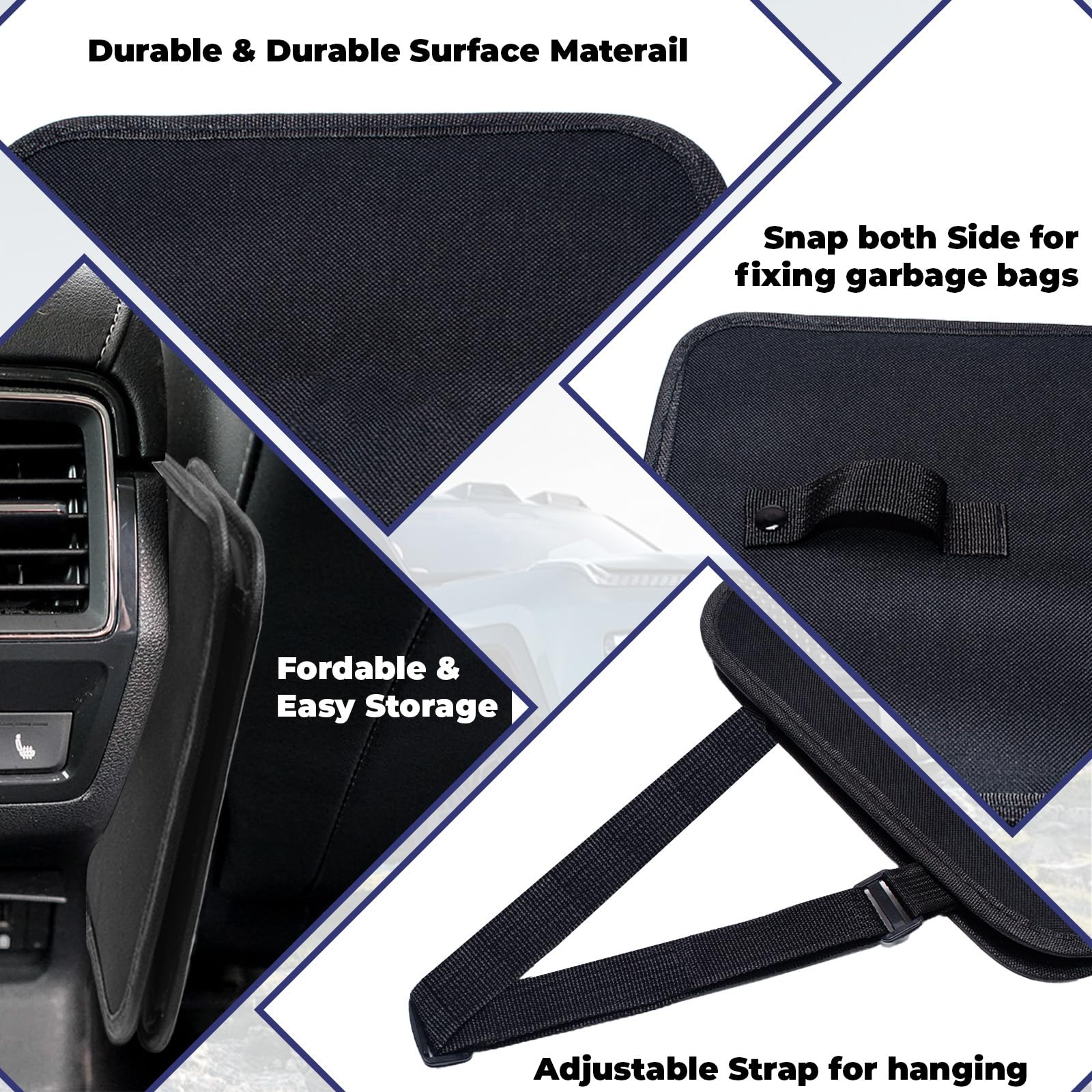 Trash Can, Foldable Trash Can Collapsible Hanging Trash Bag For Car Seat, 2 Gal