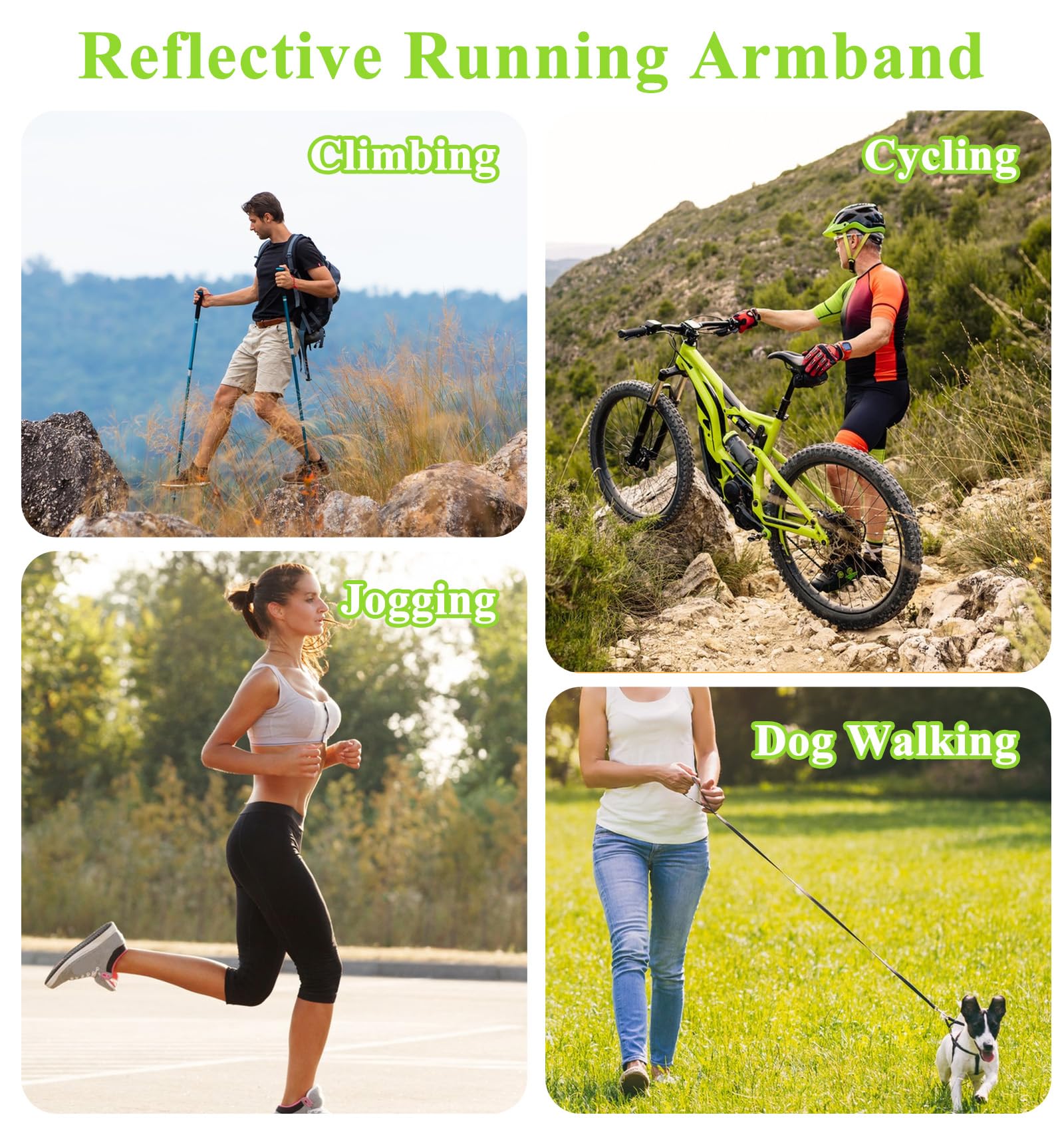 Reflective Arm Bands For Runners, Reflective Arm Bands For Night Walking Adjusta