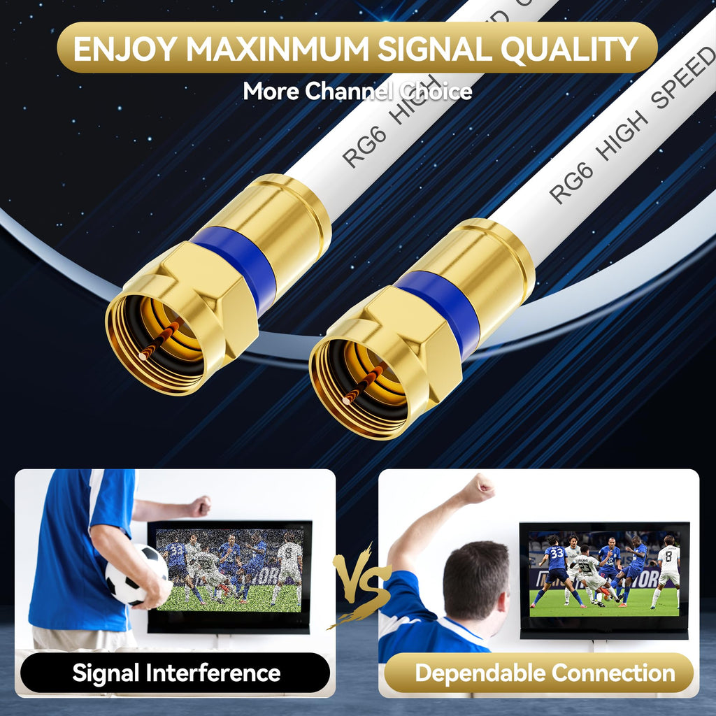 Cable 3Ft/6Ft/10Ft/15Ft/25Ft/50Ft/60Ft/75Ft/100Ft, Rg6 Coax Cable Extender With