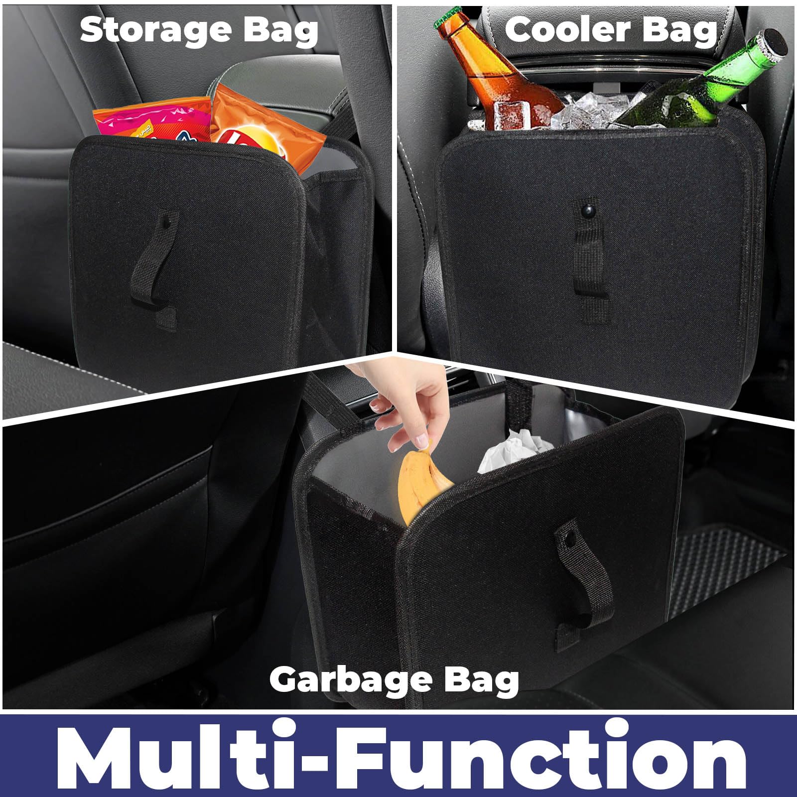 Trash Can, Foldable Trash Can Collapsible Hanging Trash Bag For Car Seat, 2 Gal