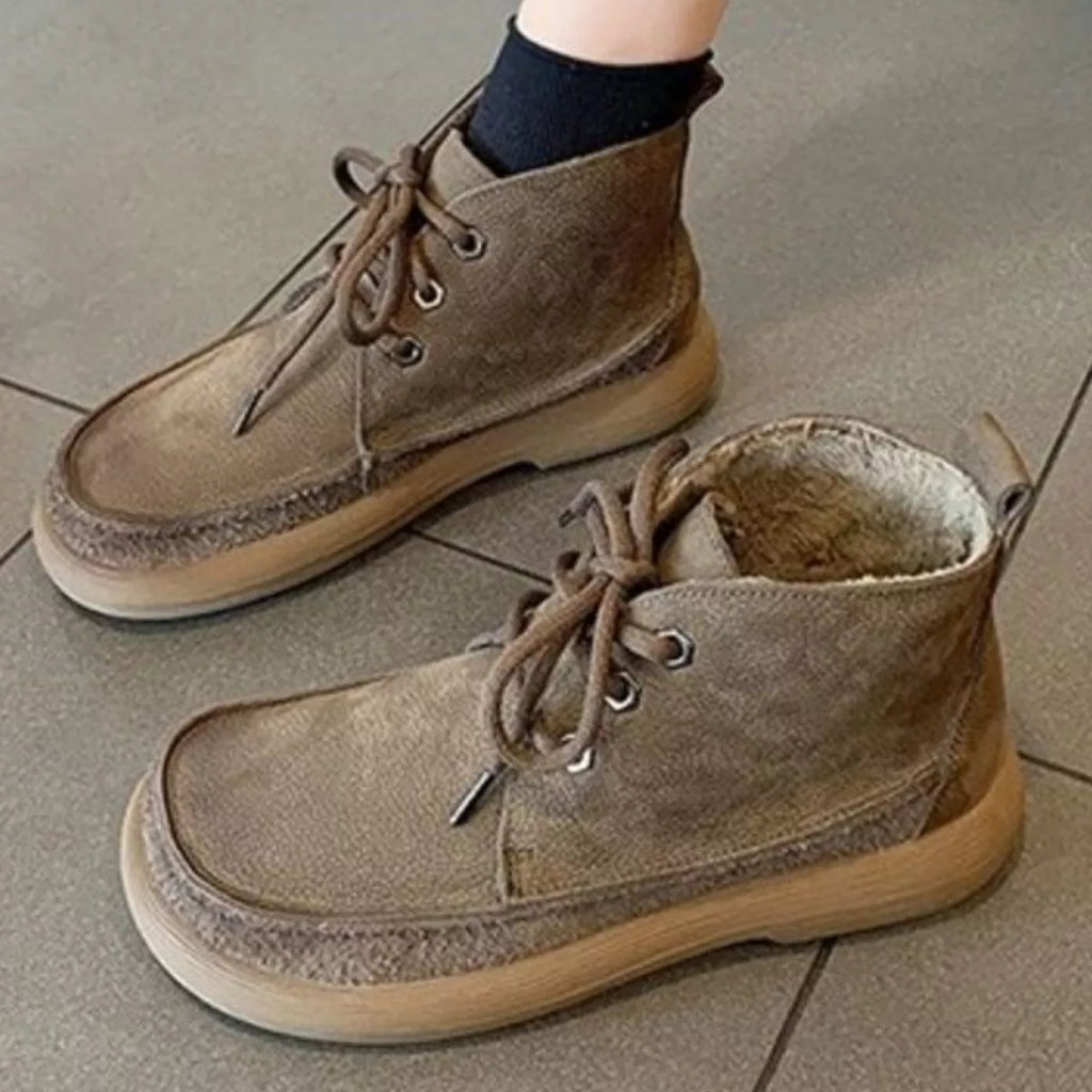 Round Toe Lace-Up Ankle Boots