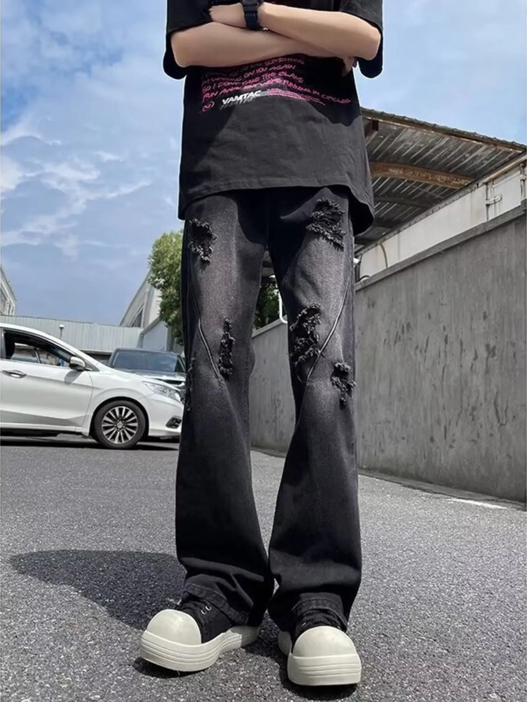 Men's Full Size Ripped Distressed Straight Leg Jeans Plus Size