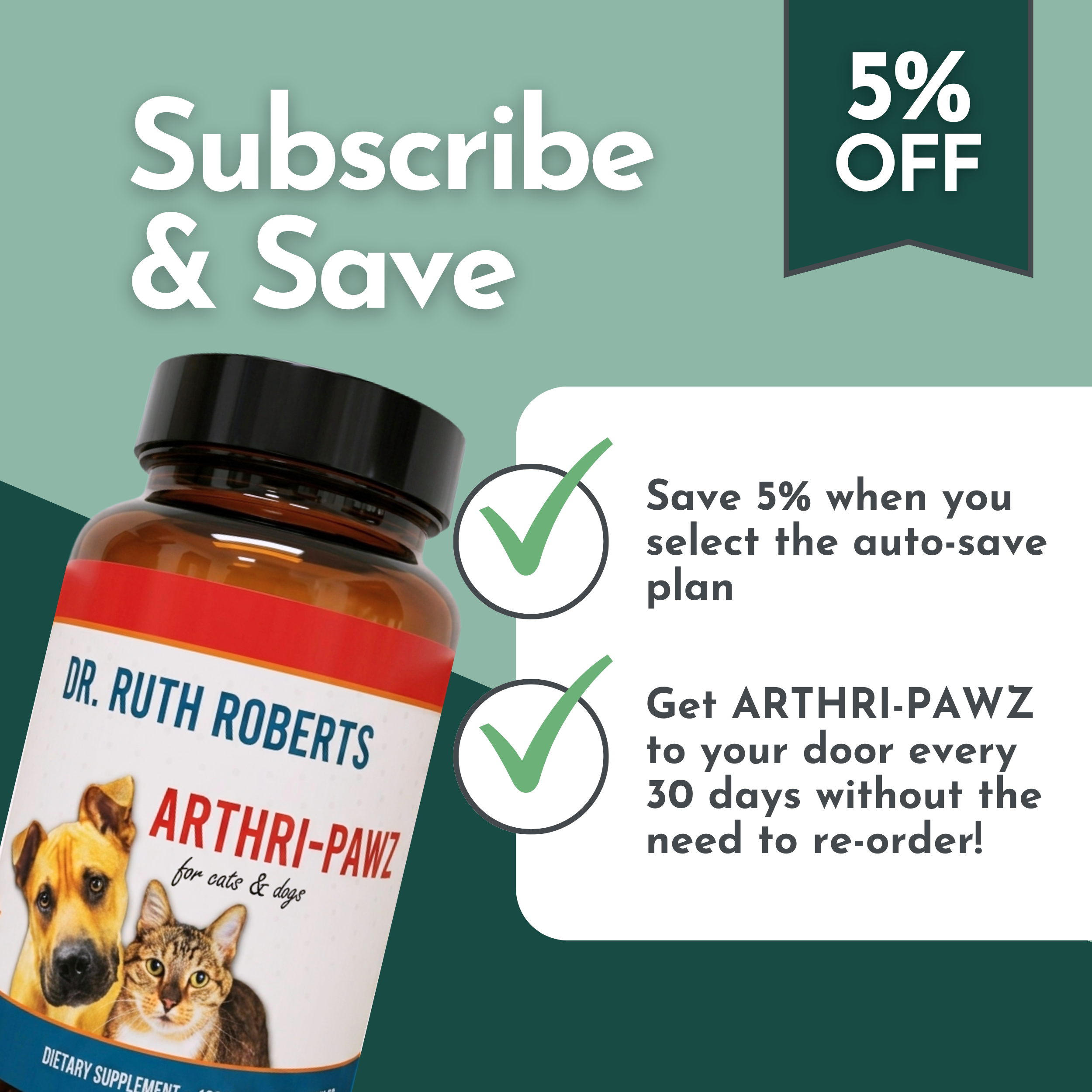 Arthri-Pawz — Glucosamine, MSM, Green-Lipped Mussel & UC-II Collagen for Dogs & Cats | Dr. Ruth Roberts