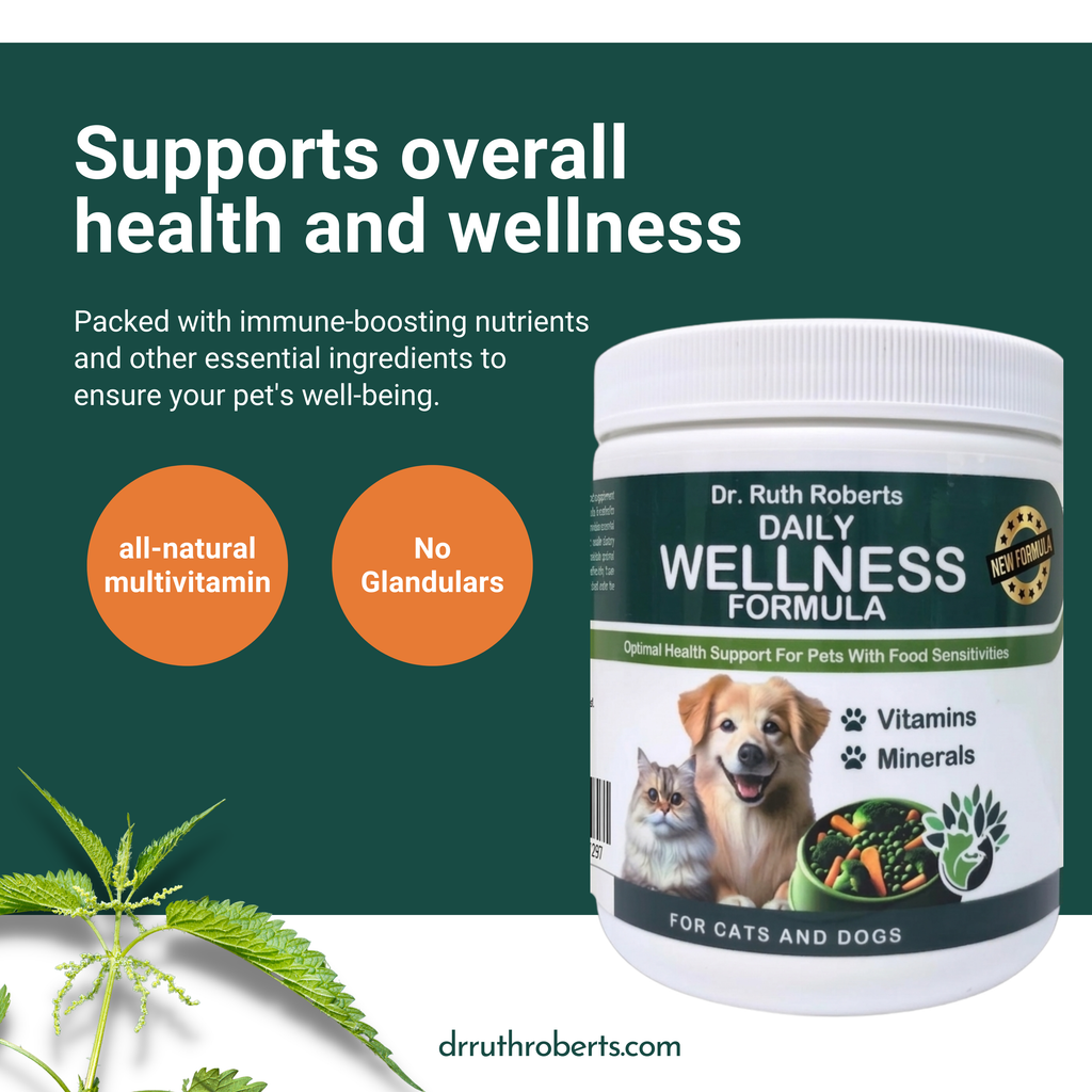 Pet’s Daily Wellness Formula — Glandular-Free Multivitamin for Dogs & Cats | Dr. Ruth Roberts