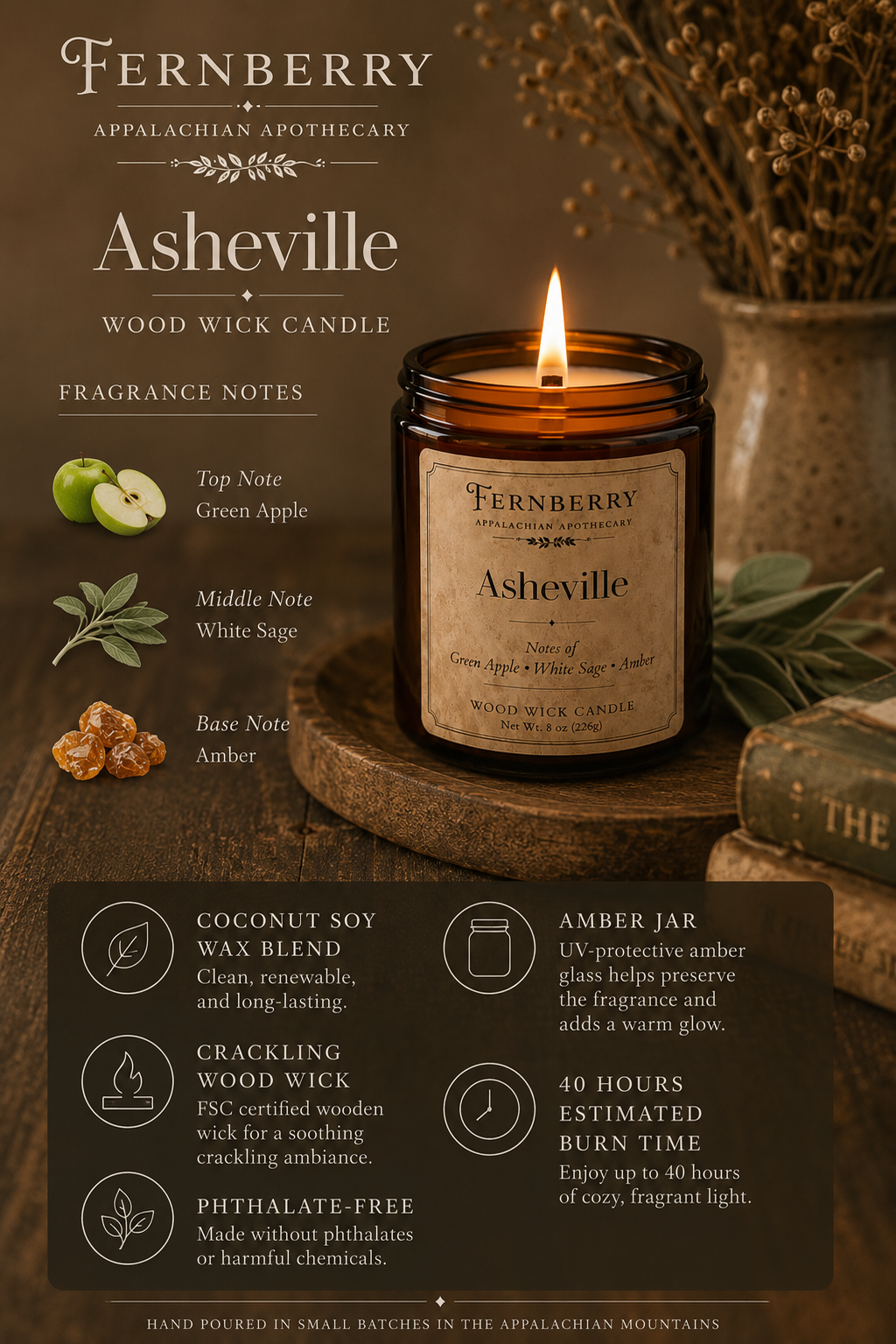 Asheville- 8oz Wood Wick Candle