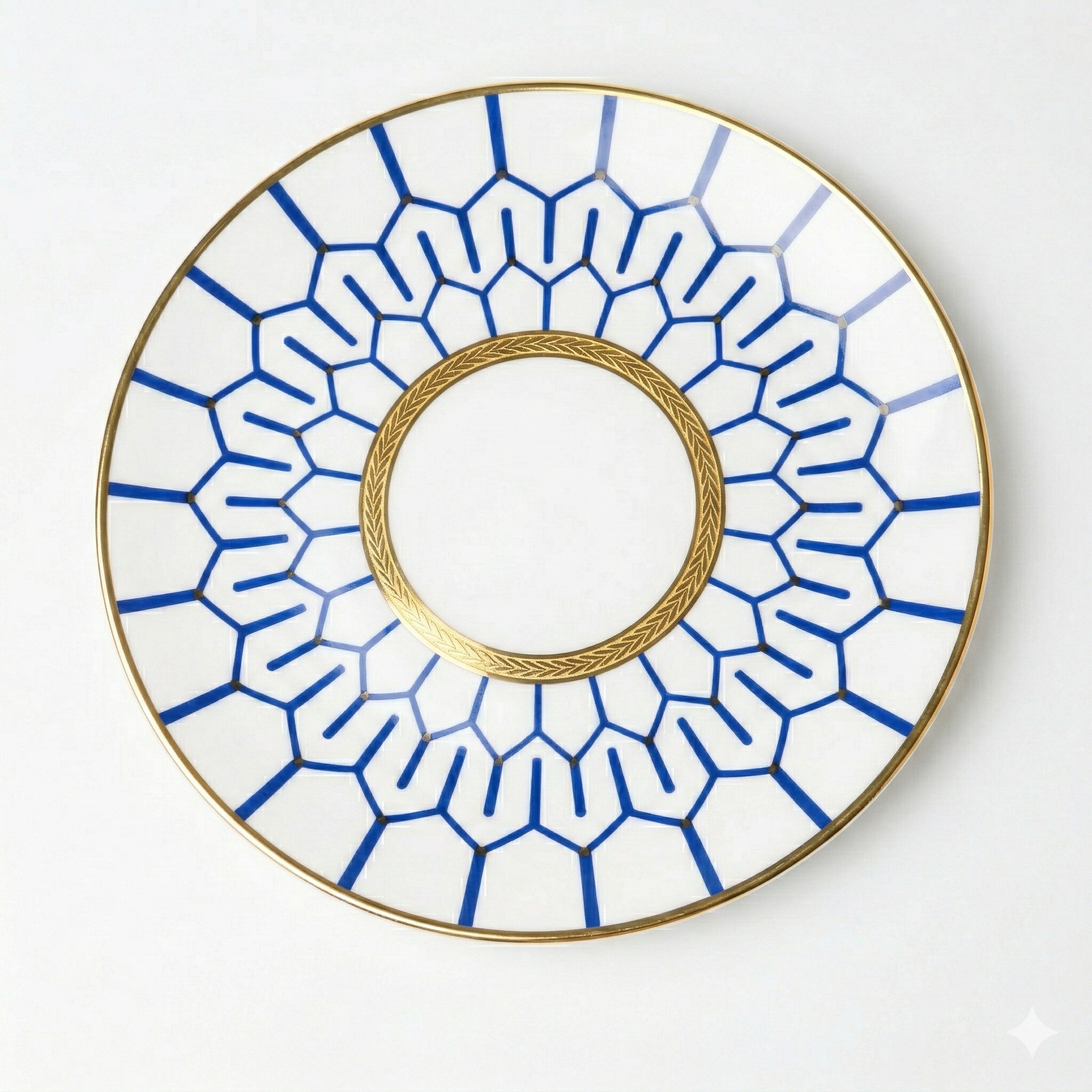 Blue Mosaic Accent Plate — Set of 4 | Geometric Porcelain | Little White Dish