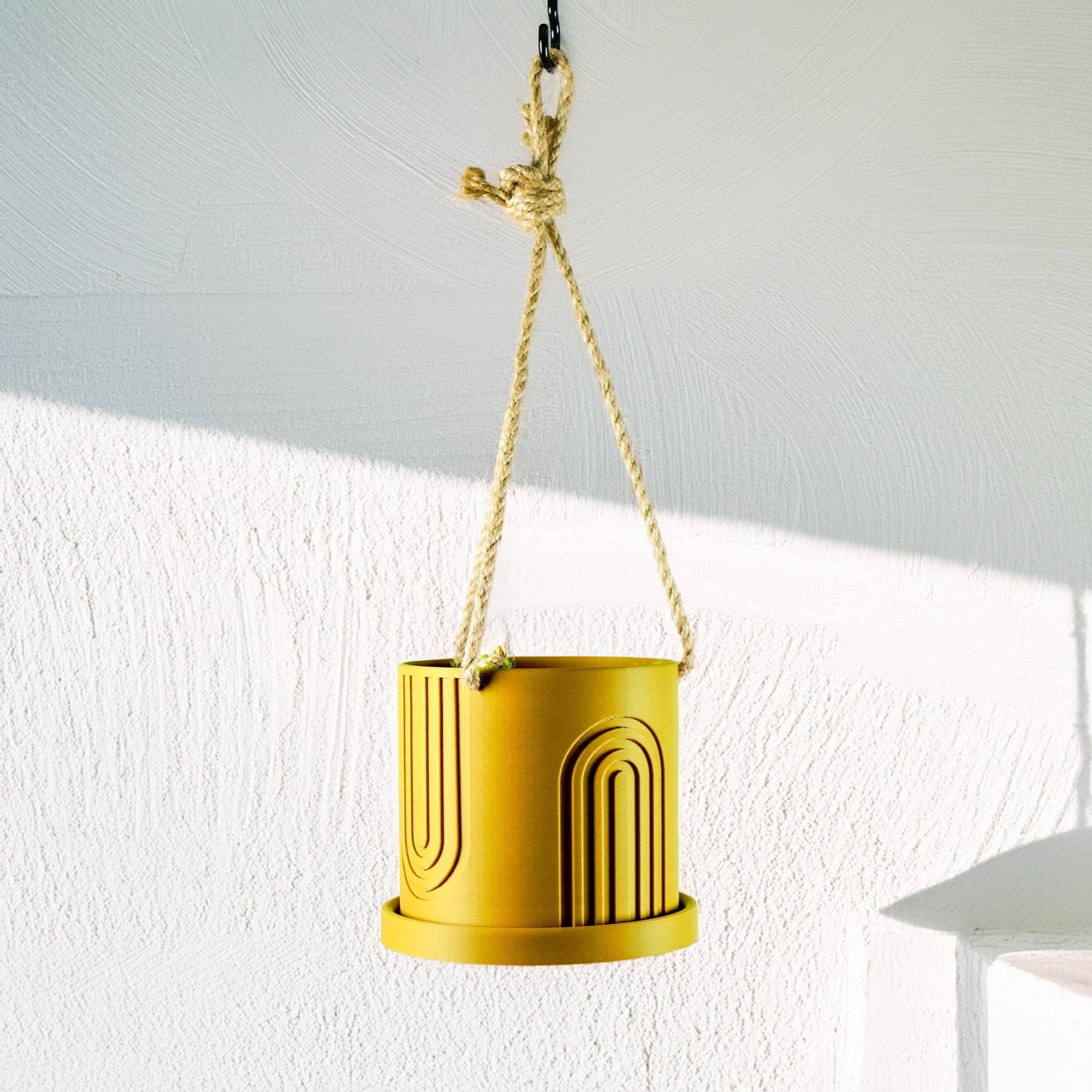 Indoor Hanging Planter for Indoor, 4 or 5 inch Hanging Plant Pot Unique Gift, 3D Printed Planter, Outdoor Patio Decor, Cottagecore Decor,BOW