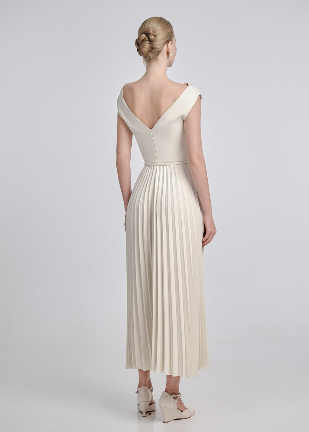 Cowl Neck Pleated Maxi Dress