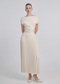 Cowl Neck Pleated Maxi Dress