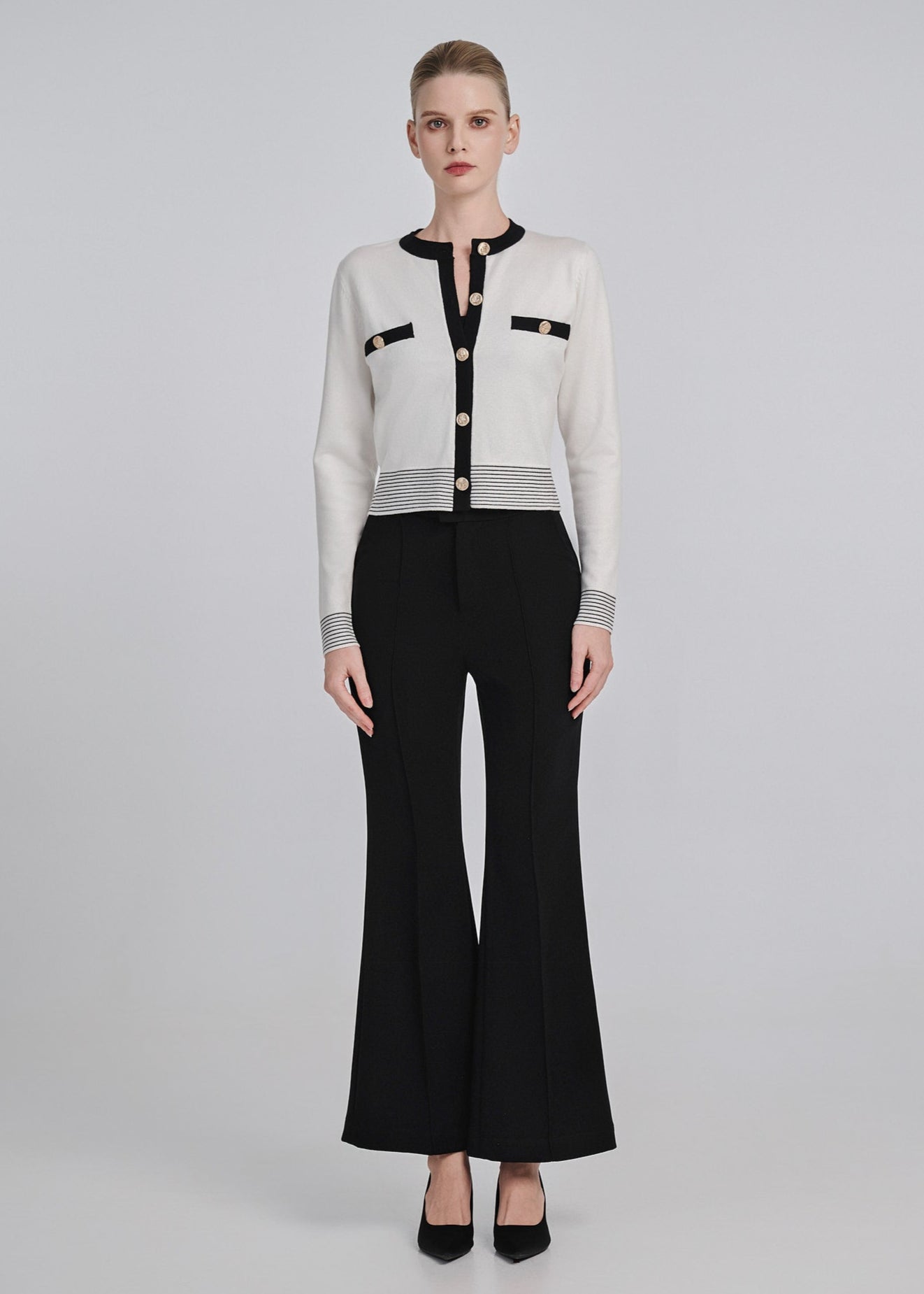 Knitted Cardigan with Contrast Edging