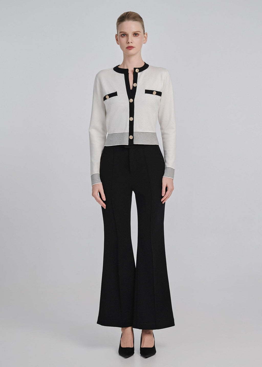 High-Rise Ribbed Flared Pants