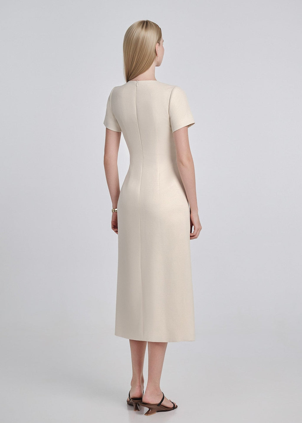 Linen Tweed Wrap Midi Dress