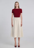 Draped Shoulder Ribbed Cotton Top