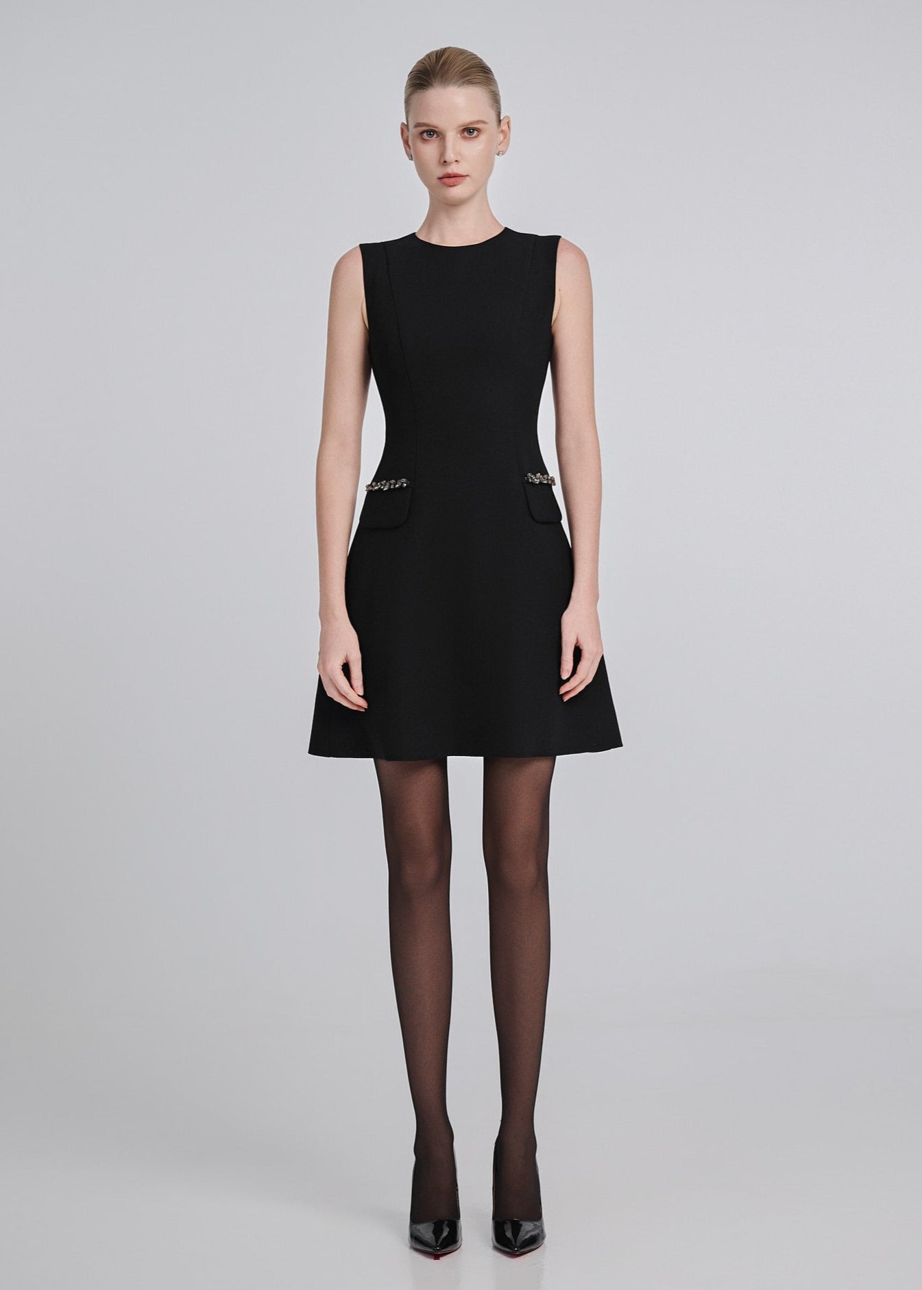 Embellished Pocket Mini Dress