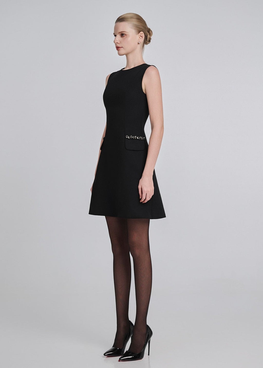Embellished Pocket Mini Dress