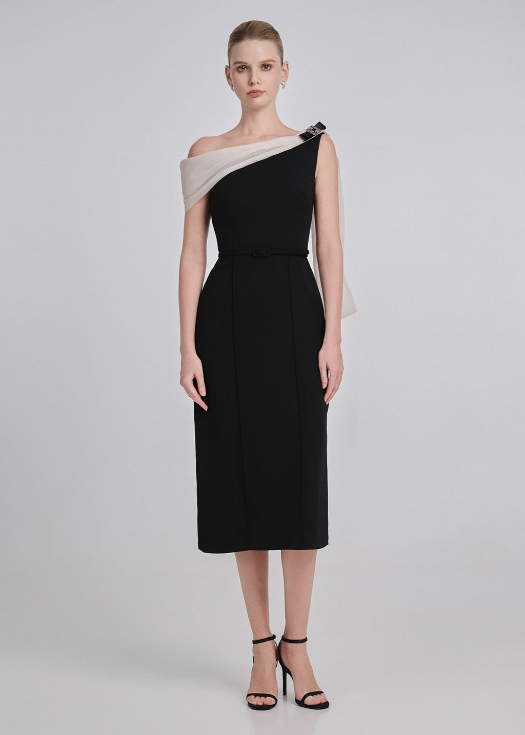 Crystal-Embellished One-Shoulder Dress