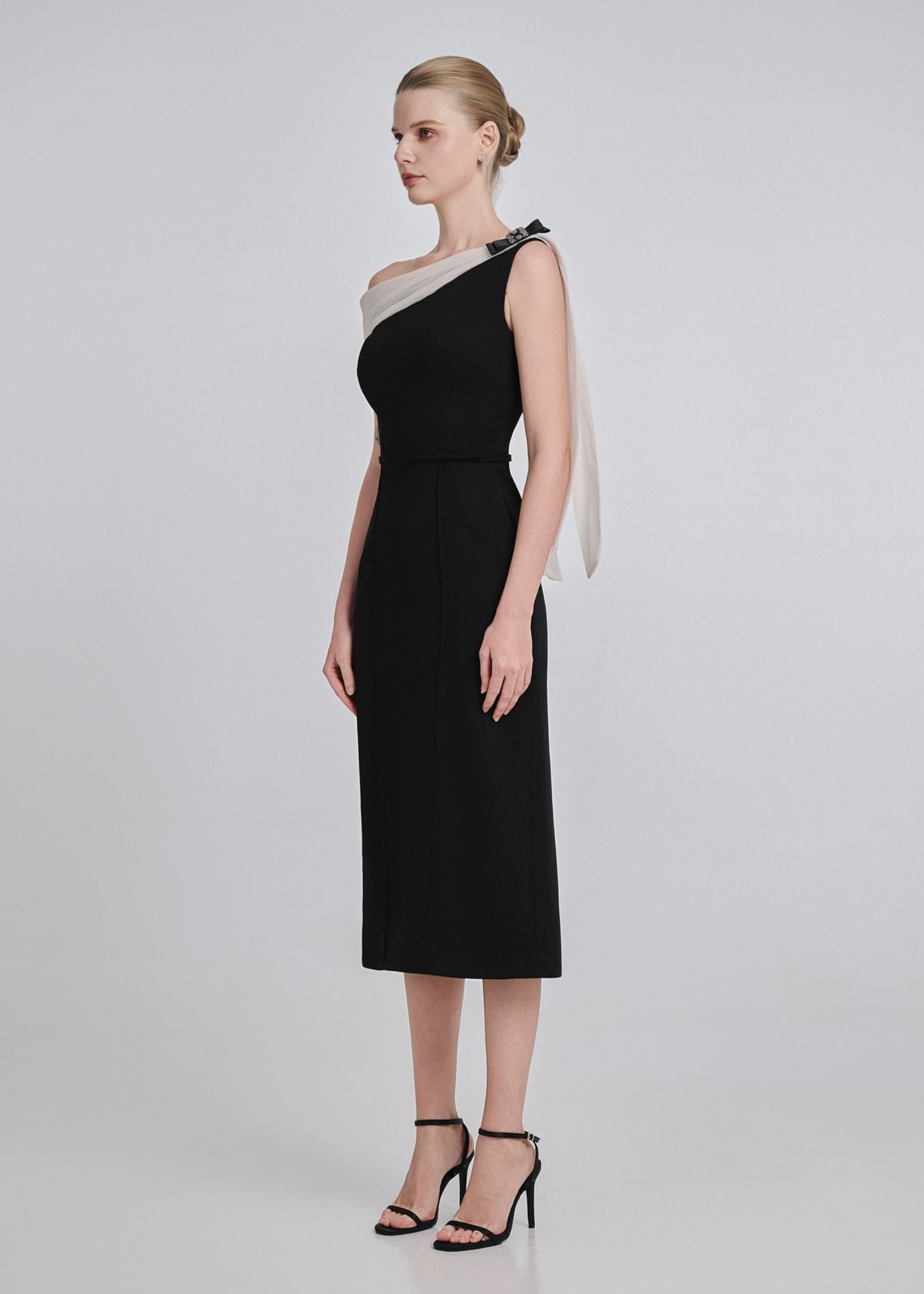 Crystal-Embellished One-Shoulder Dress