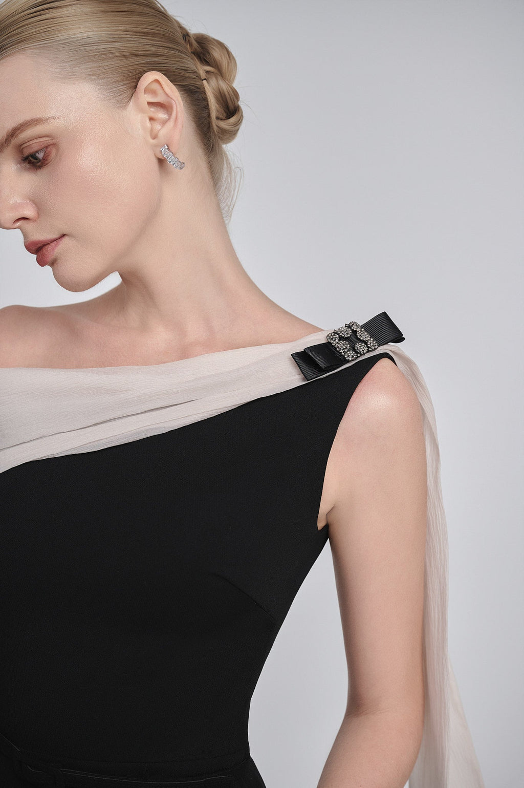 Crystal-Embellished One-Shoulder Dress