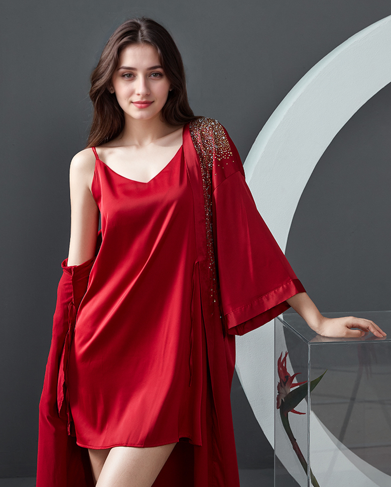 Luxurious Rhinestone Satin Bridal & Bridesmaid Robe – Sparkling Elegance for Weddings