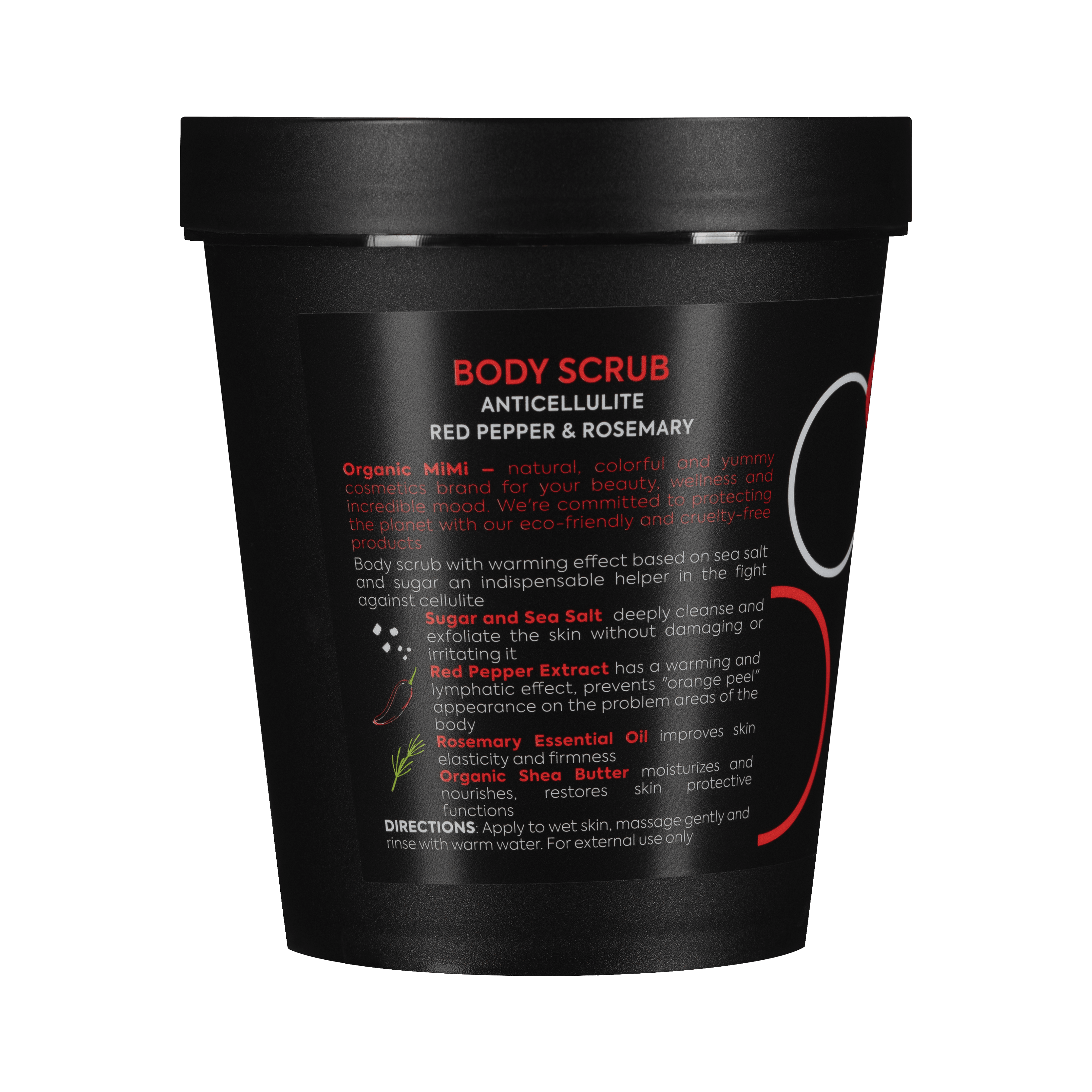 Organic Mimi, Body Scrub Anticellulite Red Pepper & Rosemary, 250 g