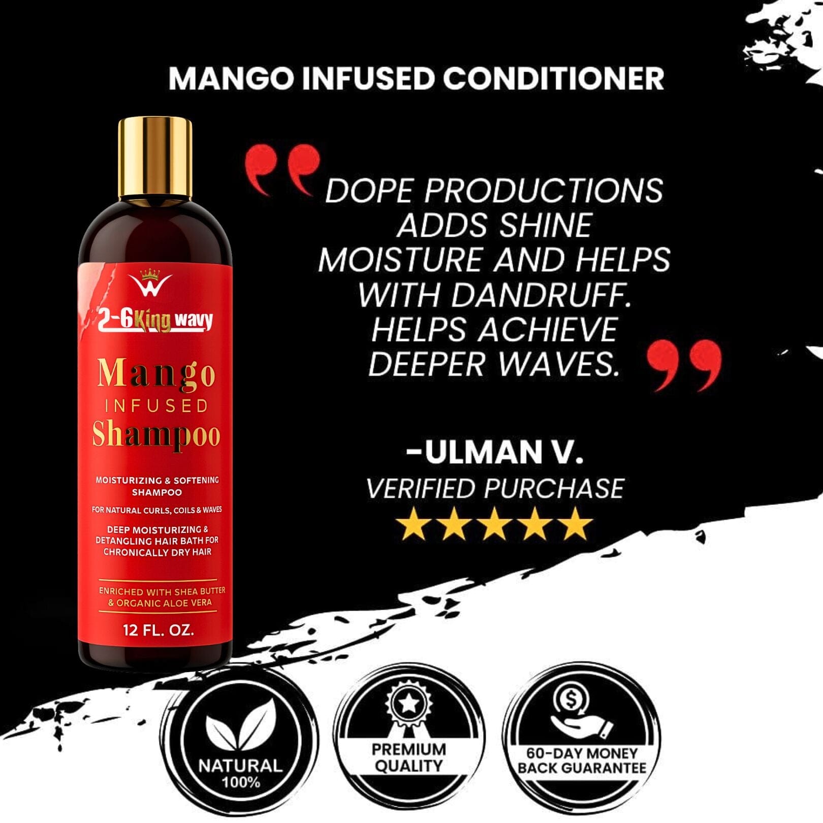 Mango Moisturizing Shampoo for Waves & Coarse Hair (Shampoo Bottle)